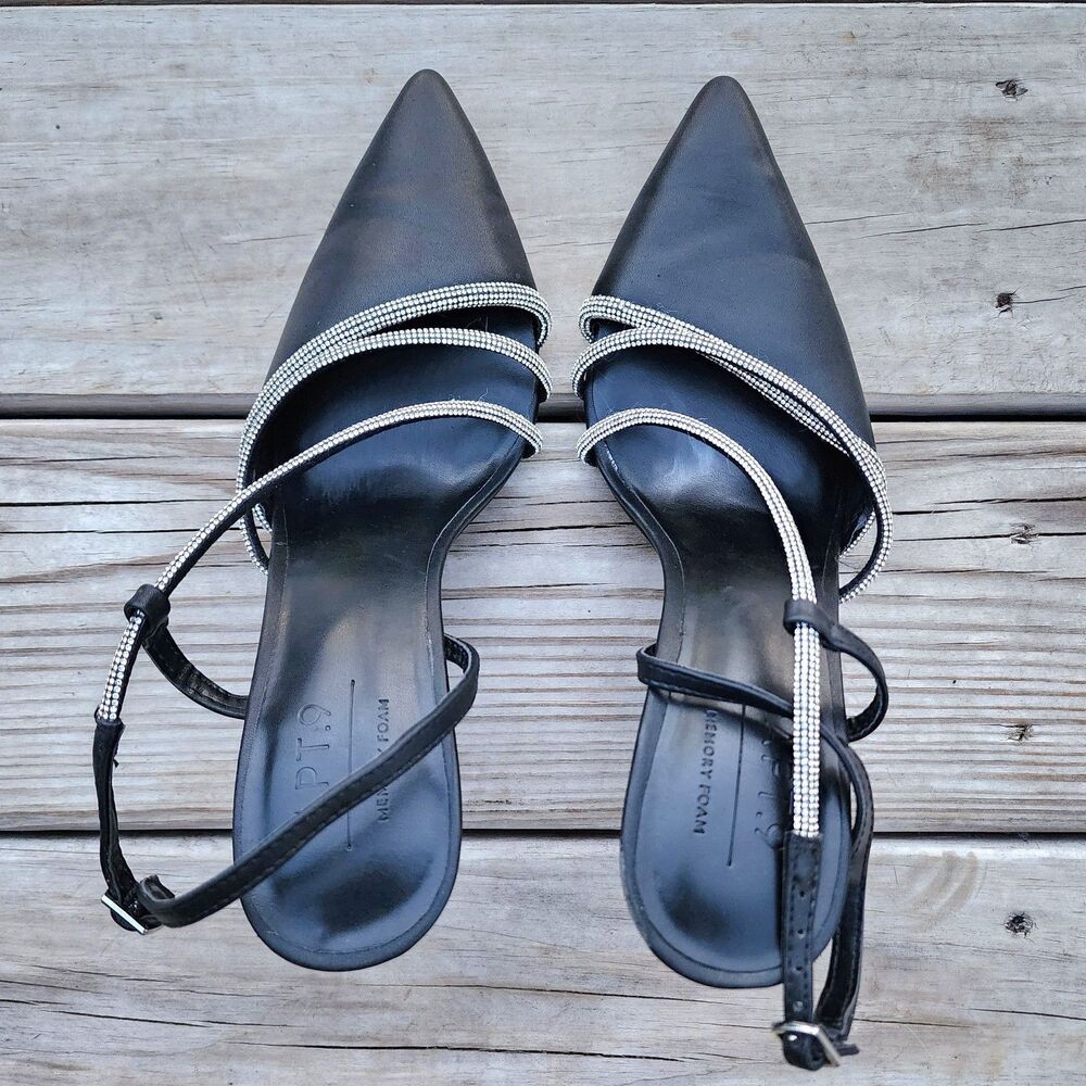 Apt 9 Tyraa Bling Pointed Women's Sz 8.5  Pumps Memory Foam Black Wedding Prom